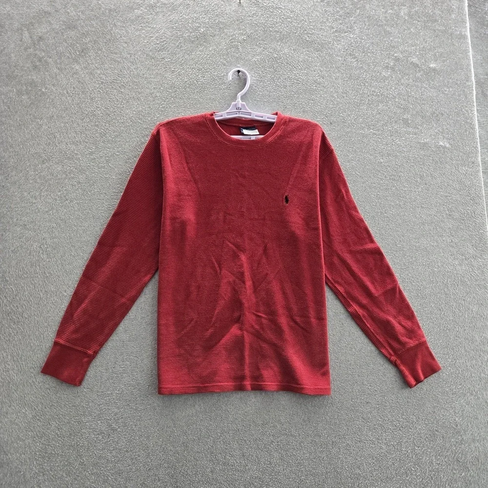 Polo Ralph Lauren Men Sleepwear M Red Embroidered Pajama Shirt Logo Long Sleeve